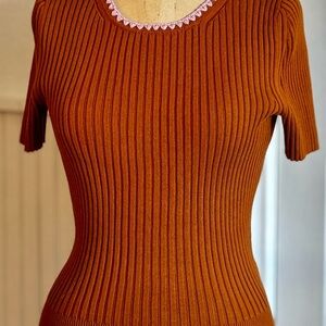 Boden crochet-knit t-shirt, pumpkin